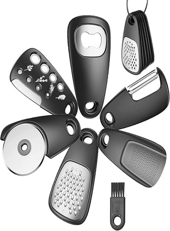 SGABANI Kitchen Unique Gadgets 6 Pieces, Space Saving, Cheese Grater, Bottle Opener, Fruit Vegetable Peeler, Pizza Cutter, Garlic Ginger Grinder, Herb Stripper Gift Set - Image 1